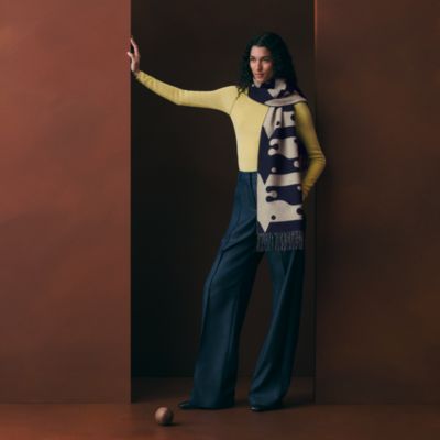 エルメス ホープ カシミヤ100％ ジャガード ニット ミトン　ネイビー　S Blue - Hermès women's cashmere shawls and stoles | Hermès Mainland